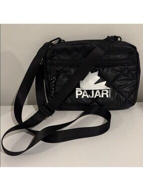 PAJAR Canada crossbody quilted purse multi pocket bag adjustable strap black